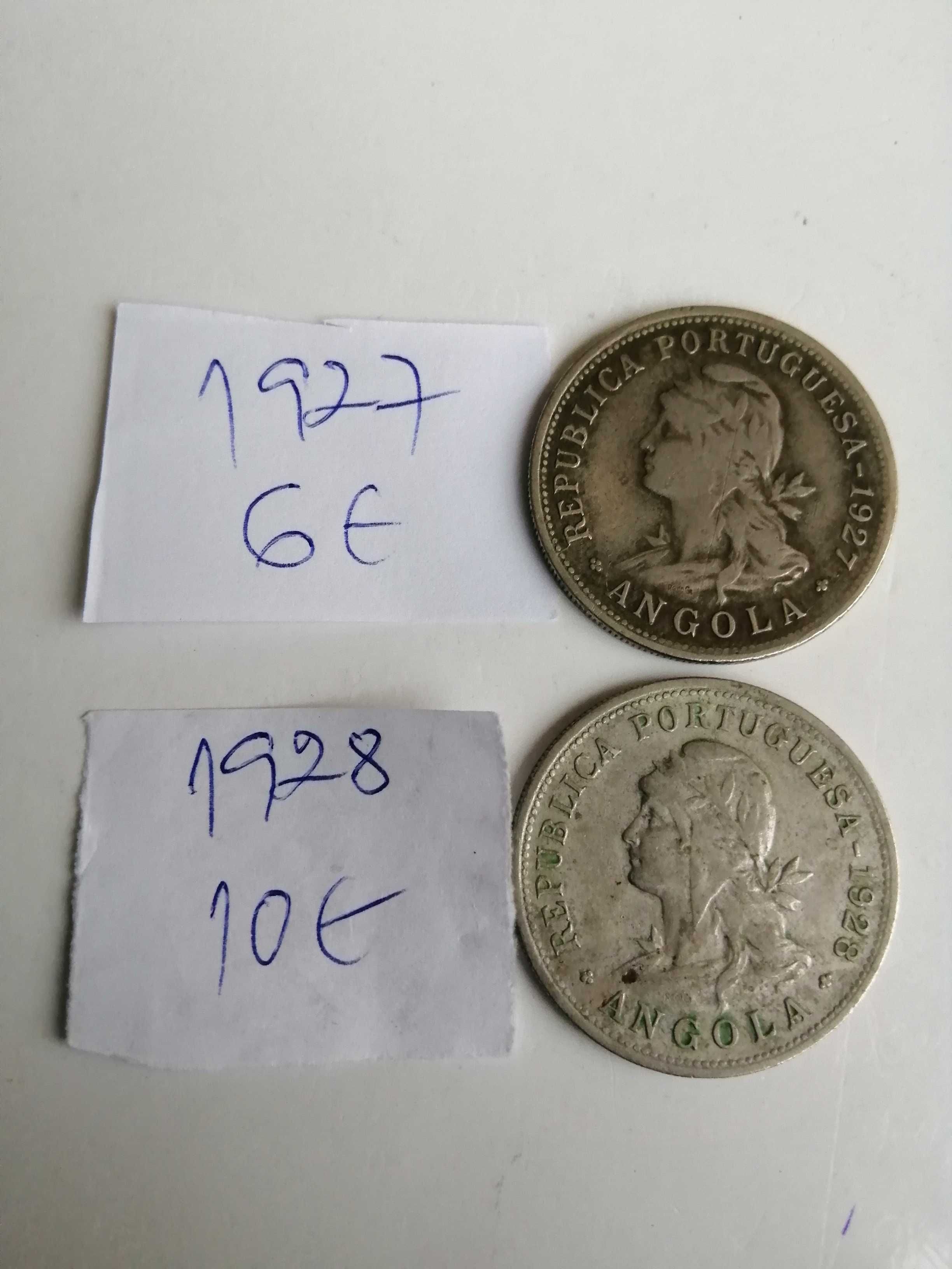 Moedas de 50 cents. Angola alpaca de 1922/1923 e 1927 /1928.