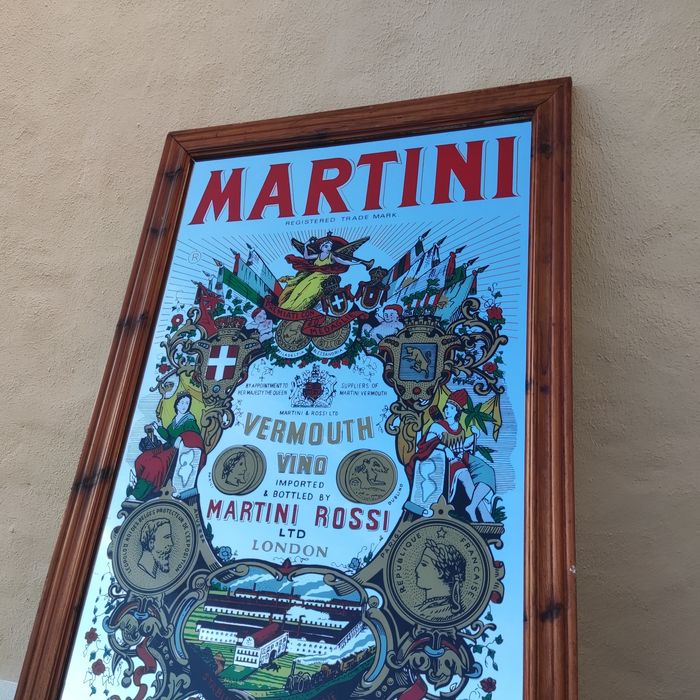 Grande quadro antigo espelhado publicitário da Martini Vermouth - vint