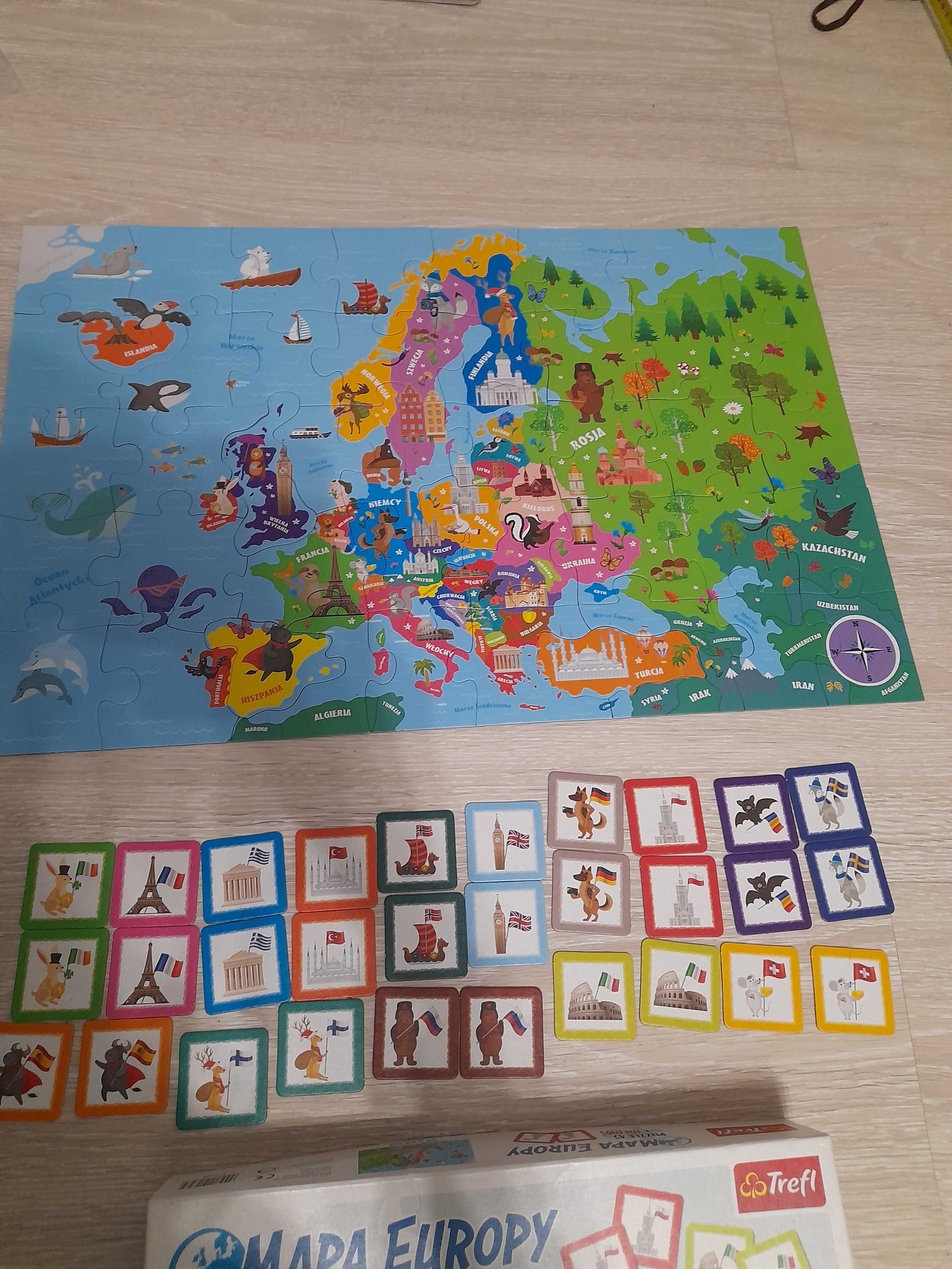 Puzzle 45 + memory Mapa Europy