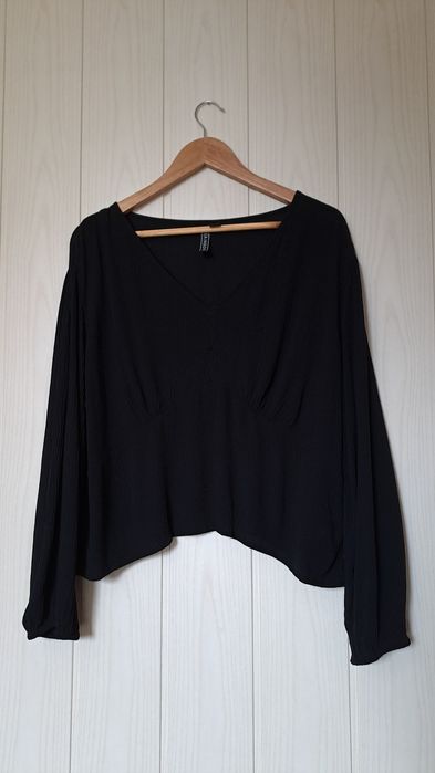 Bluzka rozkloszowane rękawy coquette oversize Bonprix wiskoza 50 52
