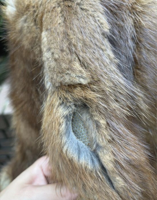 Prawdziwe futro z norek płaszcz brązowy długi