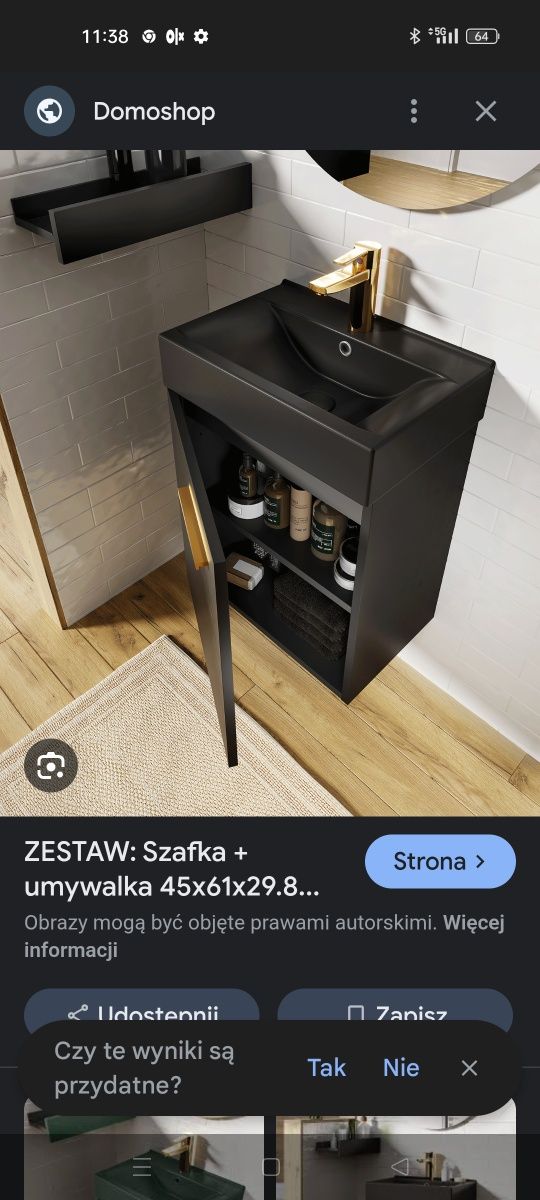 Umywalka,szafka wisząca , podwieszana czarna bez baterii