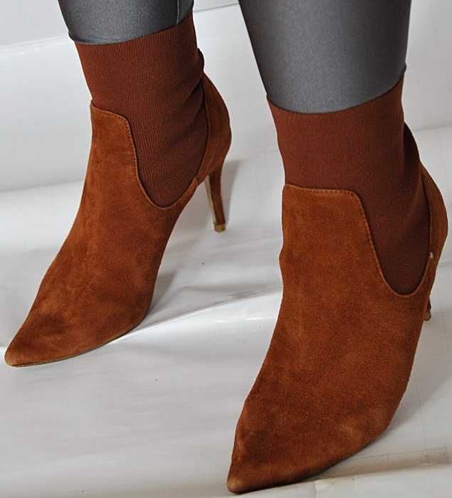 Steve Madden brown- rude botki na szpilce rozmiar 39