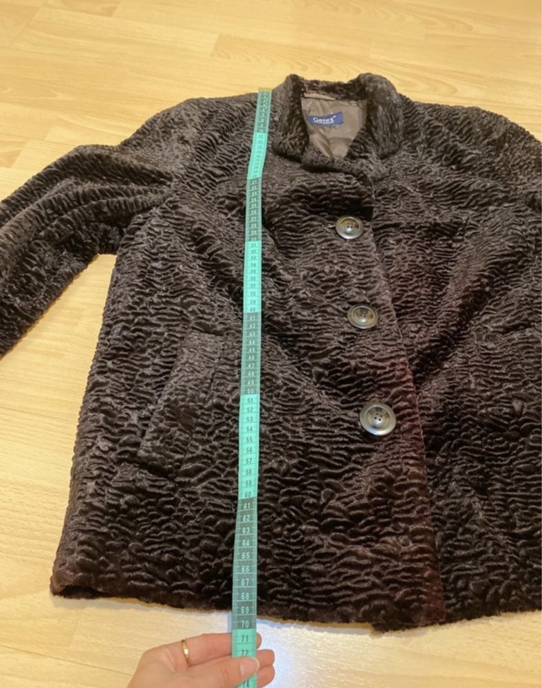 Płaszcz krótki Getex 42/14/XL brązowy aksamitny kurtka