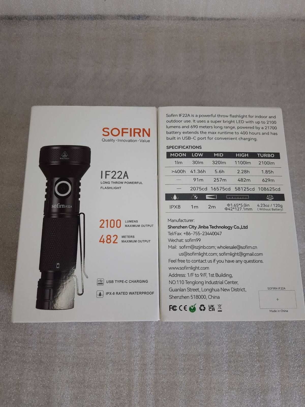 Sofirn If 22a Тактичний далекобійний фонарь з АКБ