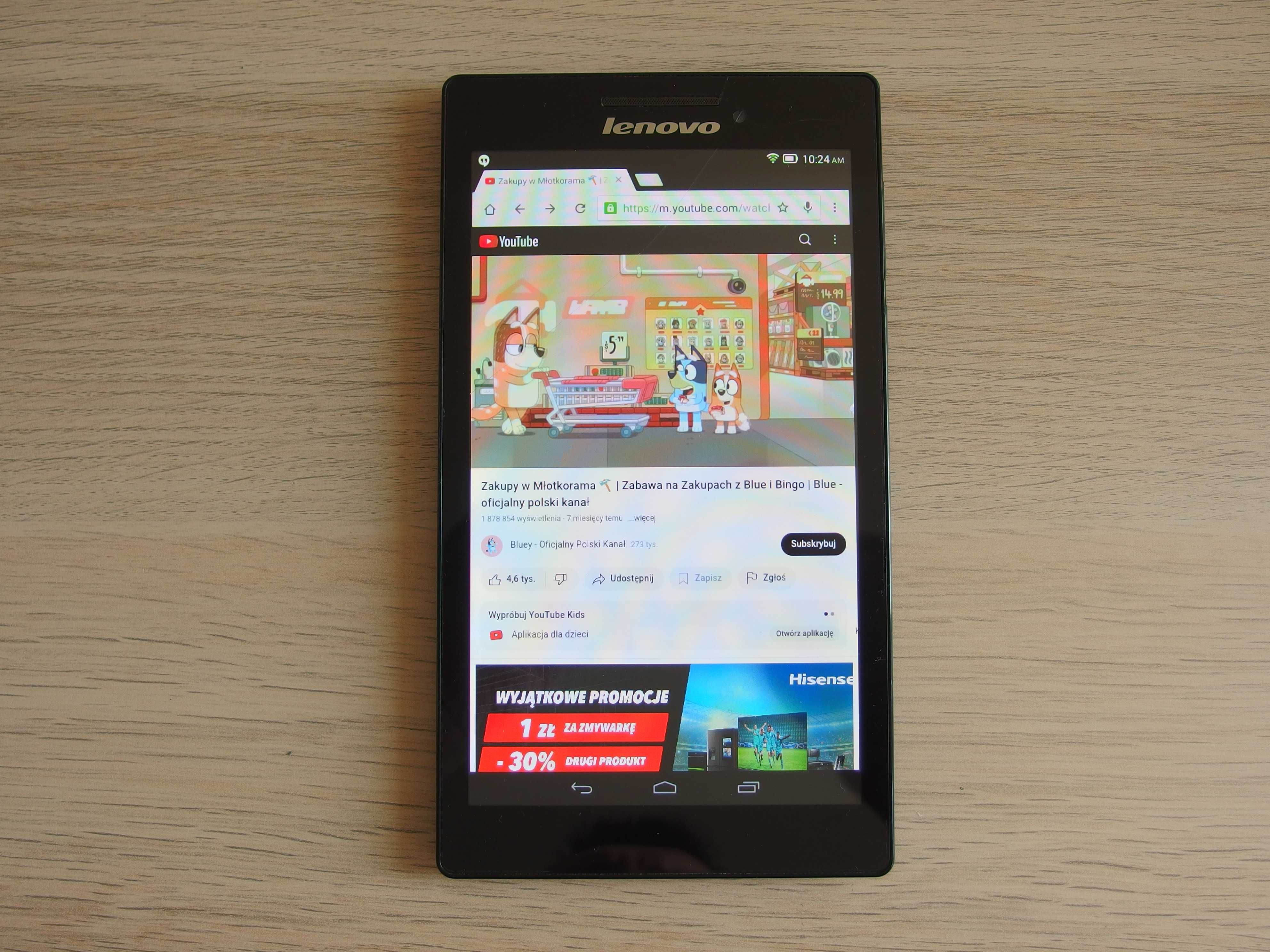 Tablet dla dzieci Lenovo Tab2 A7-10F Android 4.4