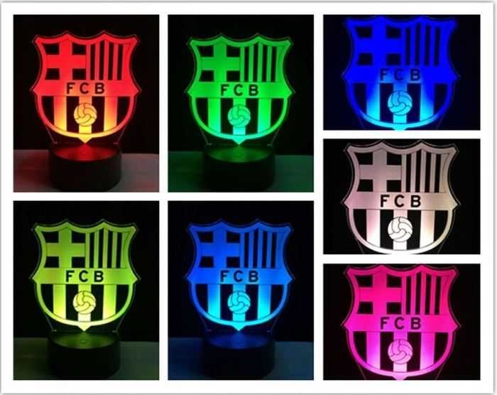 Lampka Nocna Dla Dzieci FC Barcelona 3D LED + Pilot