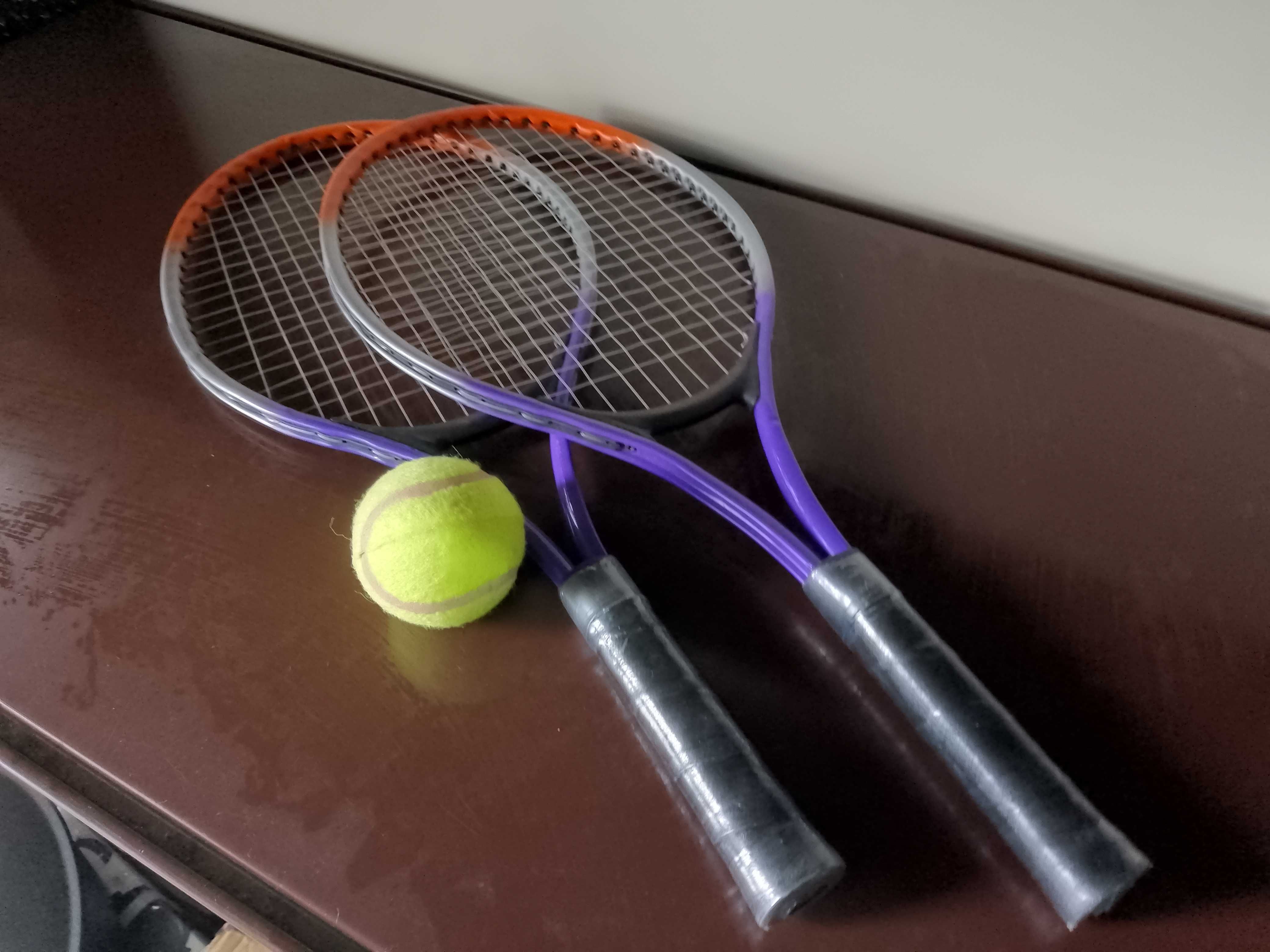 RAKIETY Z PIŁKĄ PALETKI BADMINTON zestaw 2 sztuki lekkie z pokrowcem