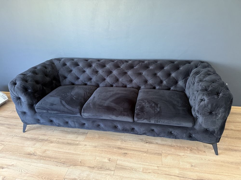 Sofa pikowana sofa 3 osobowa chesterfield chloe bis czarna