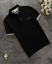 Поло футболка Lacoste чёрное мужское оригинал
