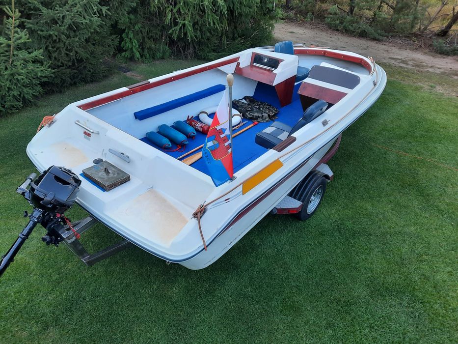 Łódź motorowa,  wędkarska , silnik , przyczepa. Kompletna