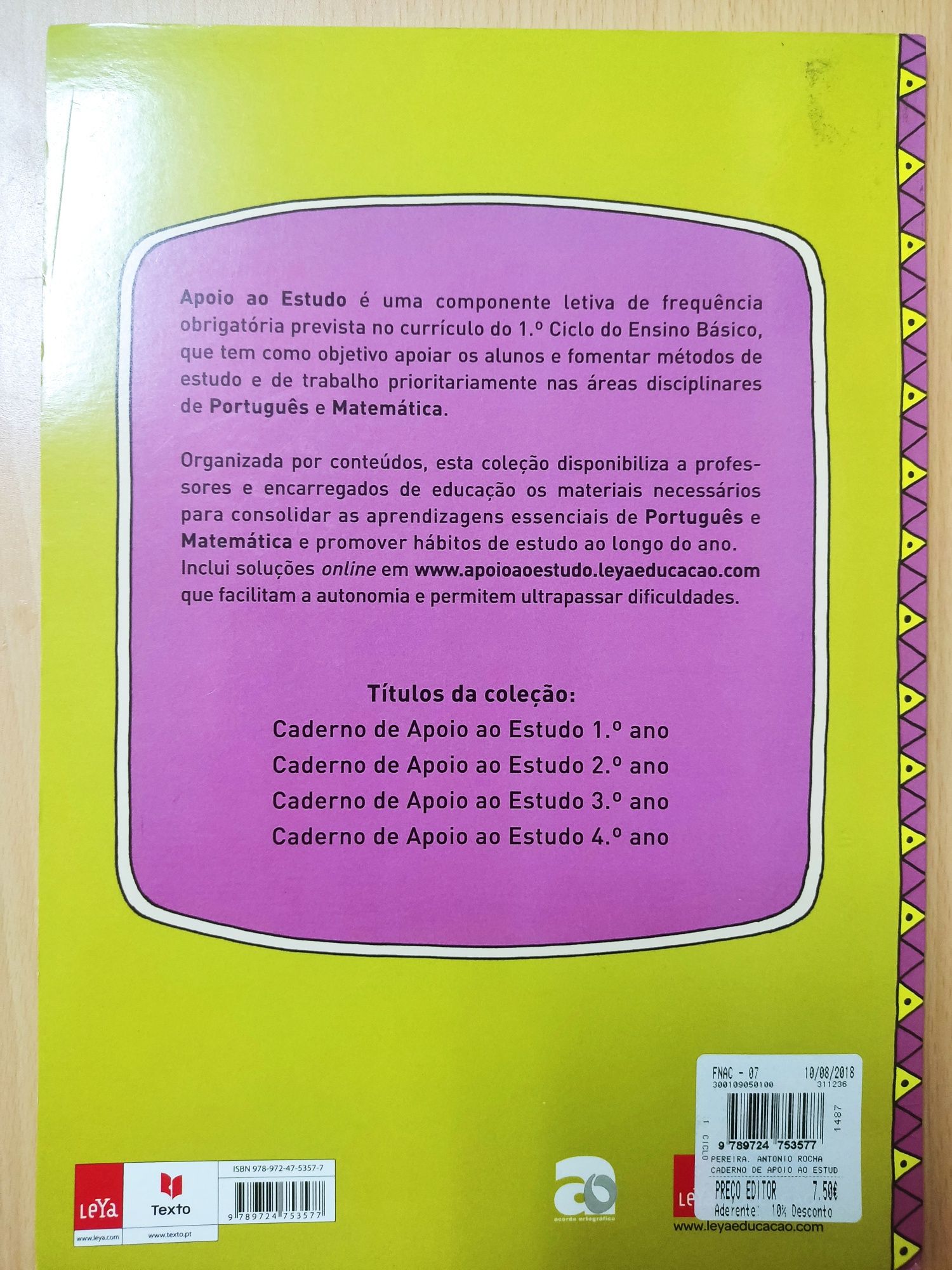 Caderno de apoio ao estudo 4°ano/ classe Matemática e Português - NOVO