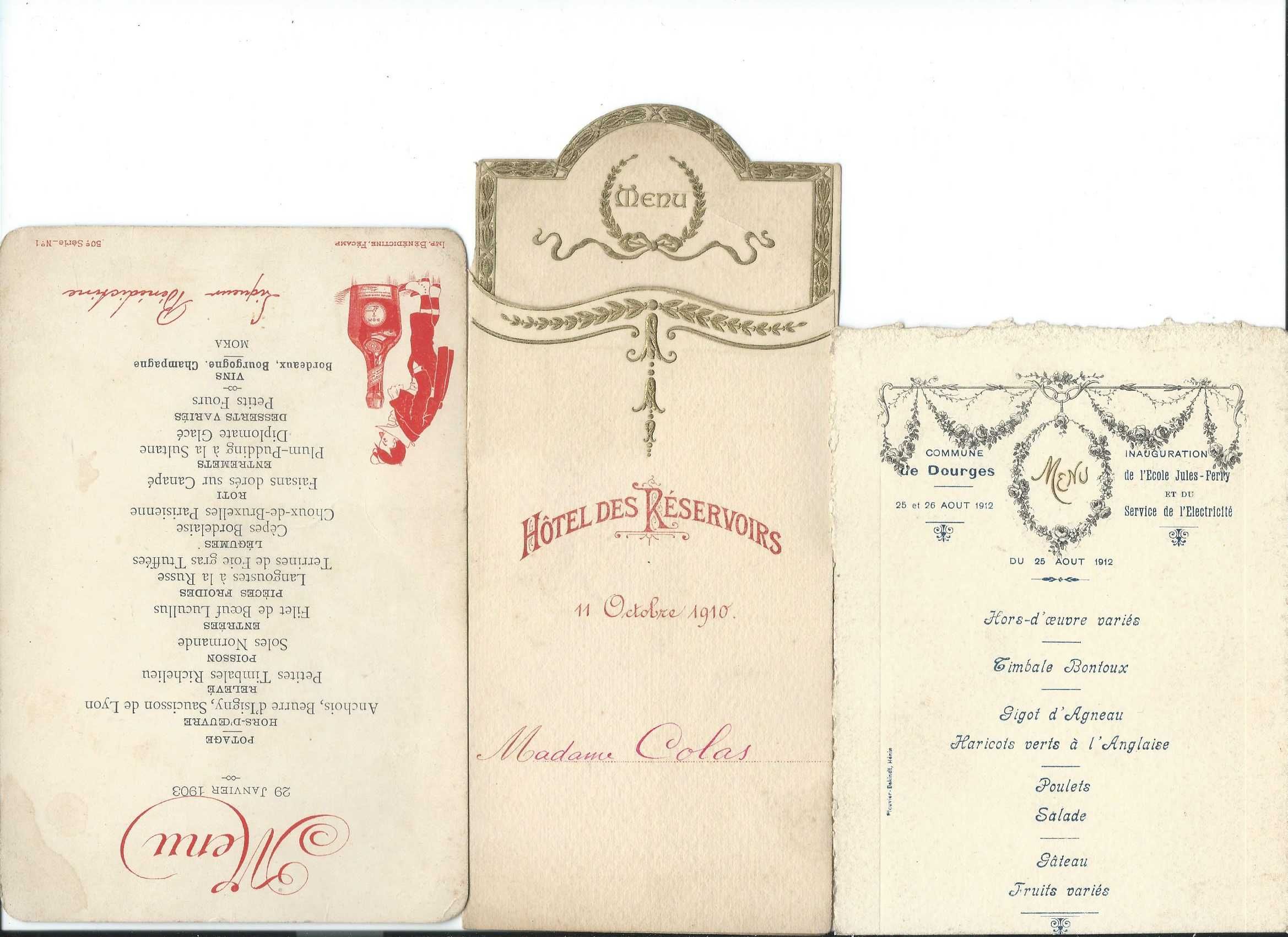 Колекція. 90 французьких картменю, запрошень до святкувань. Поч.ХХ ст.