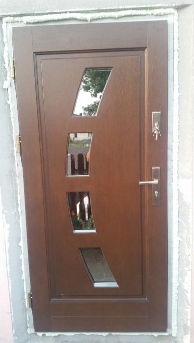 Drzwi zewnętrzne drewniane ocieplane od ręki 78mm Dąb Czyste powietrze