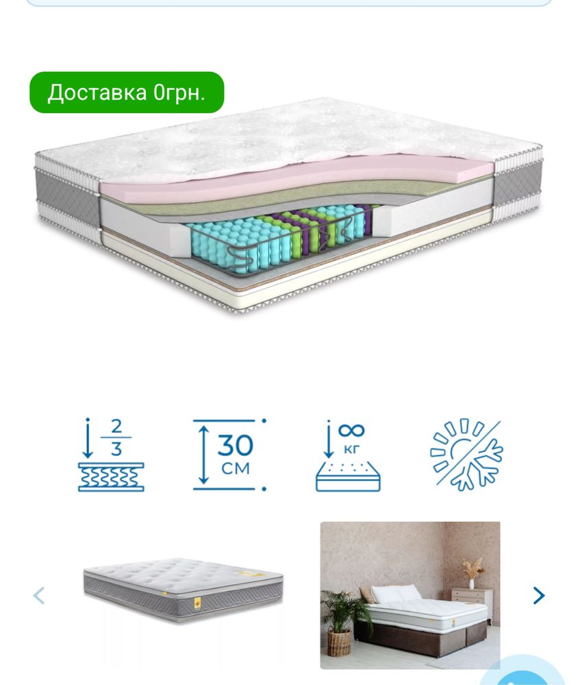 Кровать с матрасом 180/200