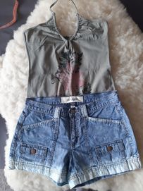 Zestaw:Spodenki damskie jeansowe Gap Jeans S+ Top damski khaki S