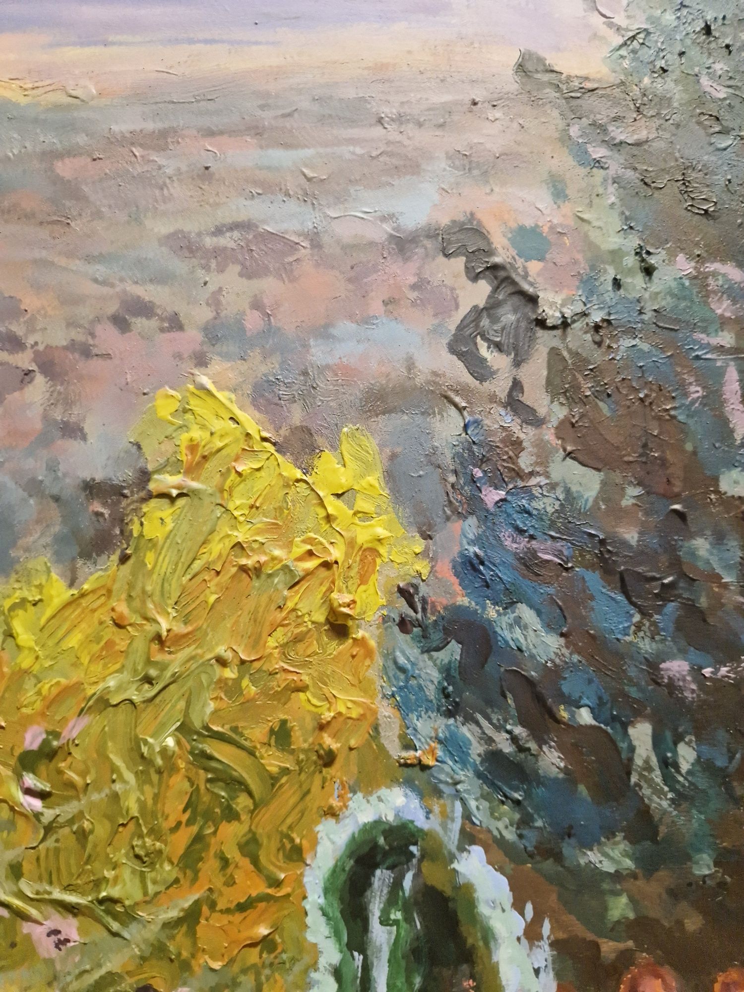 Pejzaż farbami akrylowymi 100x70 cm