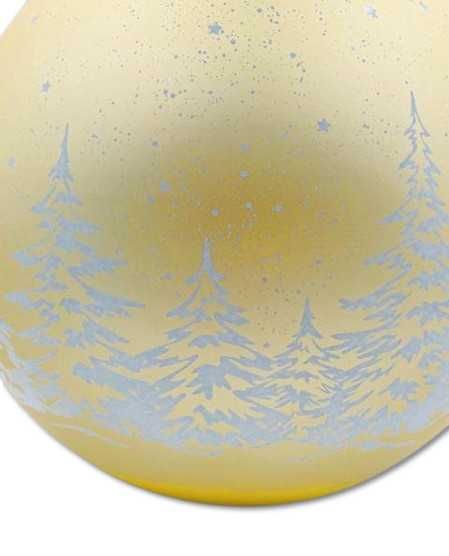Bombka szklana LED 30,5 cm złota z choinkami (065805)