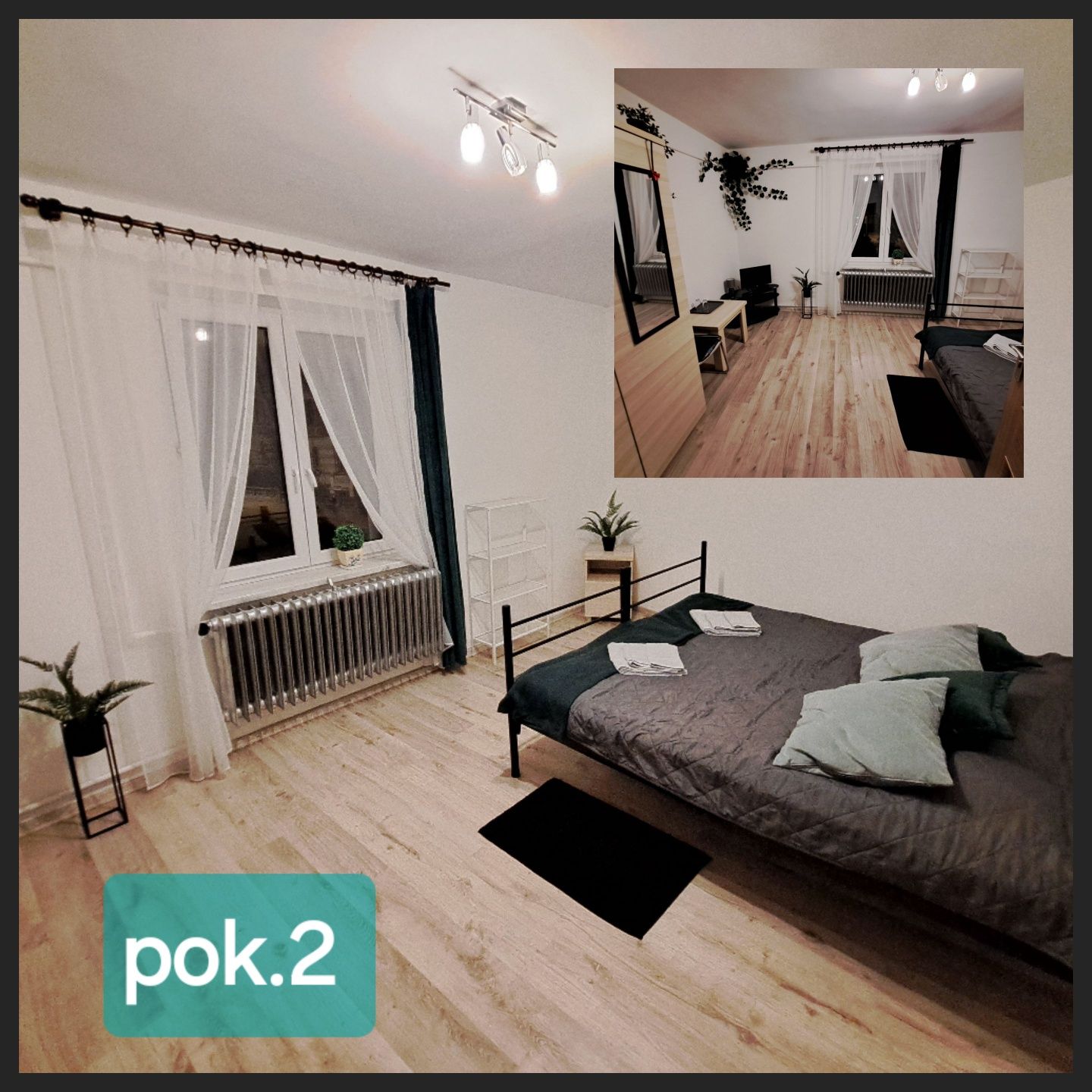 Pokoje noclegi mazury Mrągowo centrum przy fontannie nad jeziorem Czos