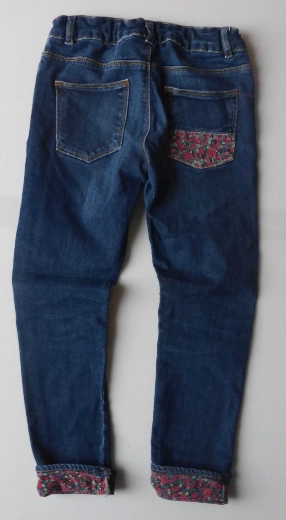 Spodnie jeansy ZARA GIRLS 128 kwiaty wywijane nogawki dżinsy