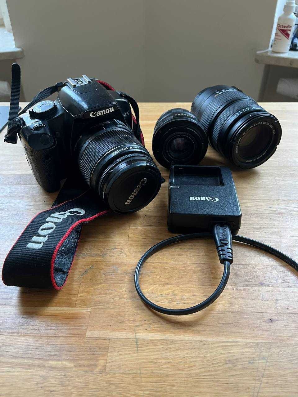 aparat Canon 450d z 3 obiektywami i ładowarką