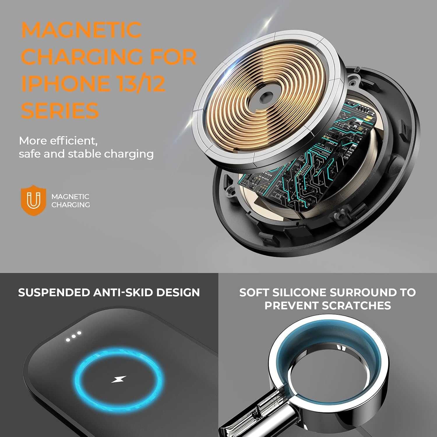 Auckly 3 w 1 Qi 15W bezprzewodowa ładowarka indukcyjna magnetyczna