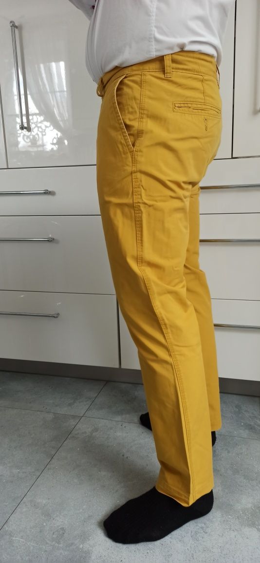 Sg Musztardowe spodnie męskie L , XL Slim chino chinosy męskie L , XL