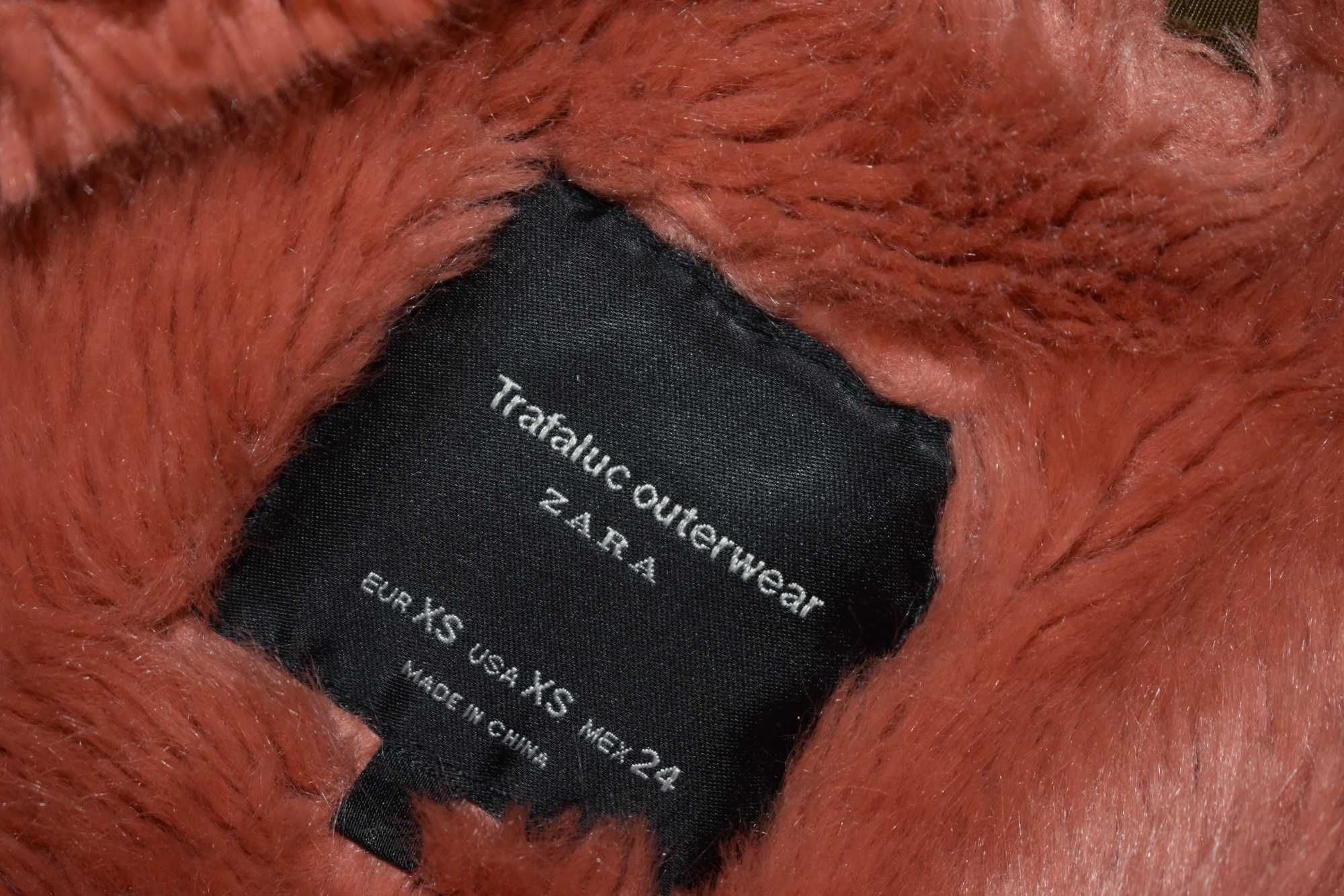 Kurtka zimowa XS 34 parka Zara futro ocieplana z kapturem płaszcz