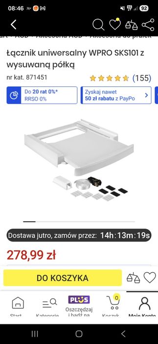 Łącznik uniwersalny do pralka/suszarka WPRO SKS101 z wysuwaną półką