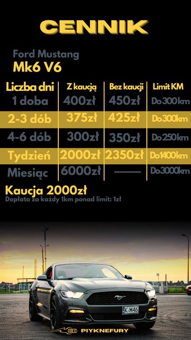 Ford Mustang Mk6 V6 Wynajem wypożyczalnia