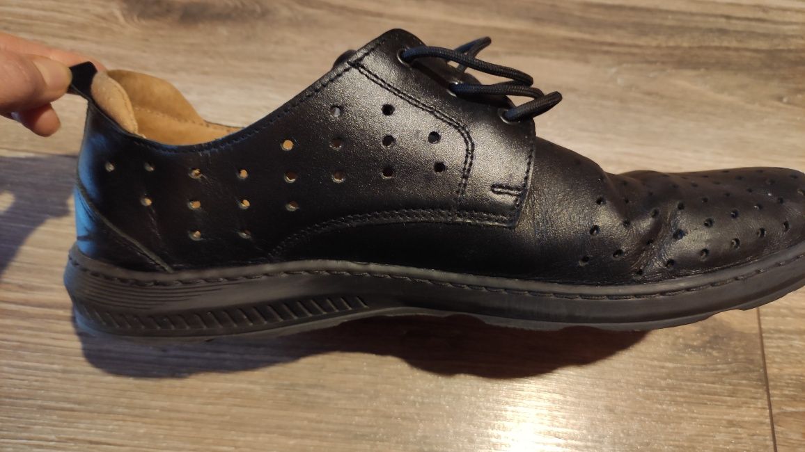 Męskie półbuty skórzane polska firma buty eleganckie wizytowe na lato