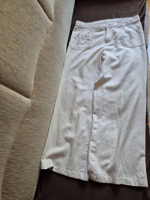 Spodnie szerokie lniane damskie