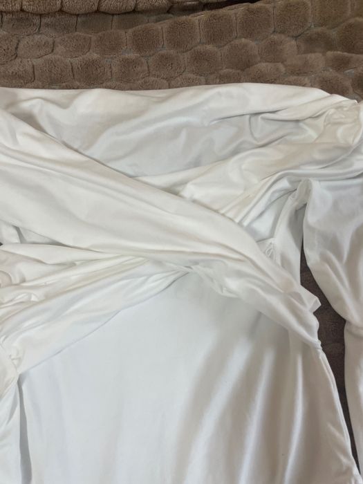 Боді біле лонгслів драпировка з відкритими плечами кофта