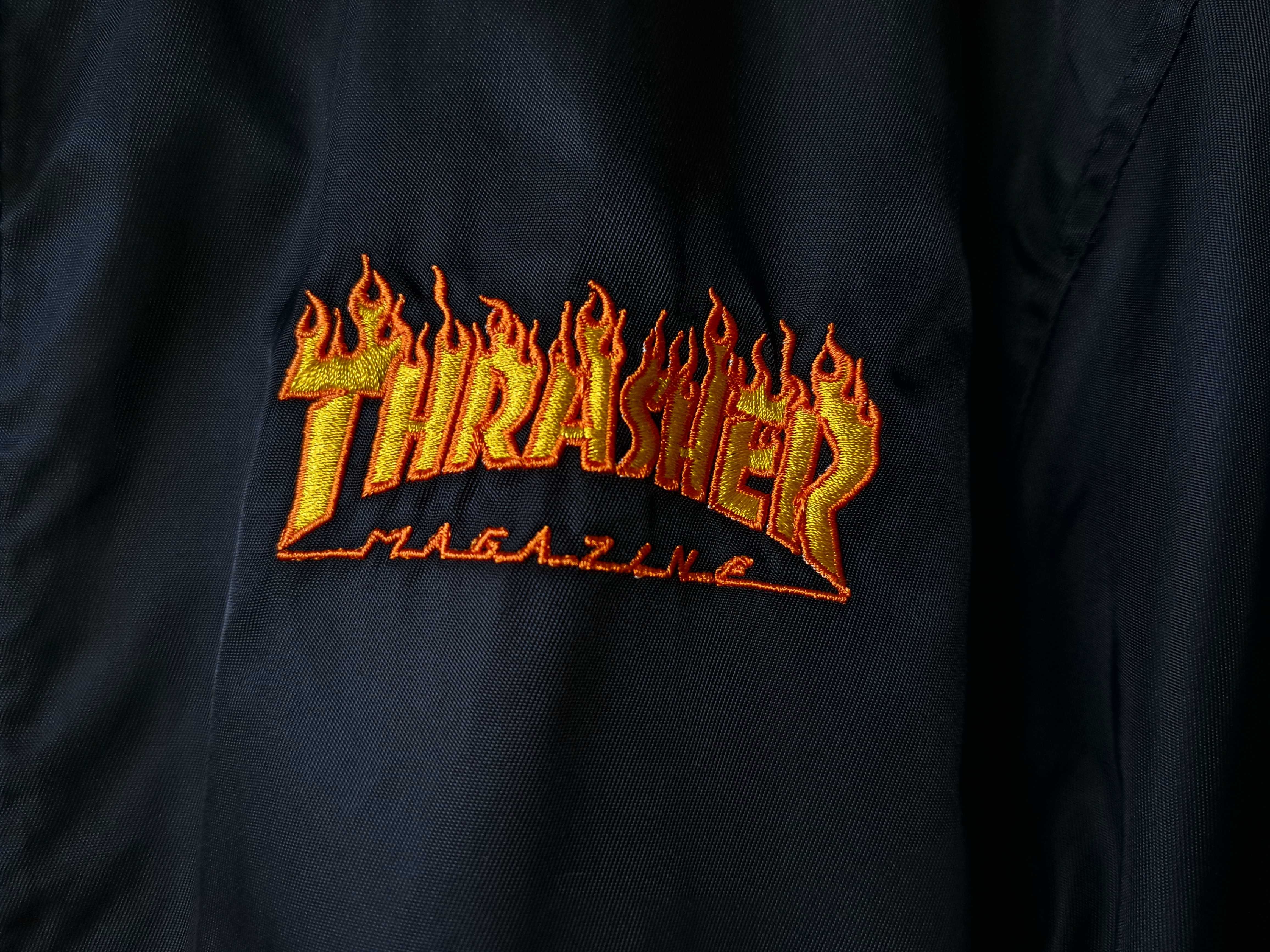 Kurtka bomberka Jacket Thrasher Flame czarna męska skate streetwear