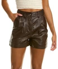 Шорты Maje натуральная кожа коричневые