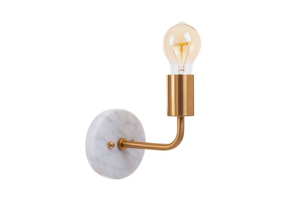Kinkiet złoty Lampa Ścienna marmur
