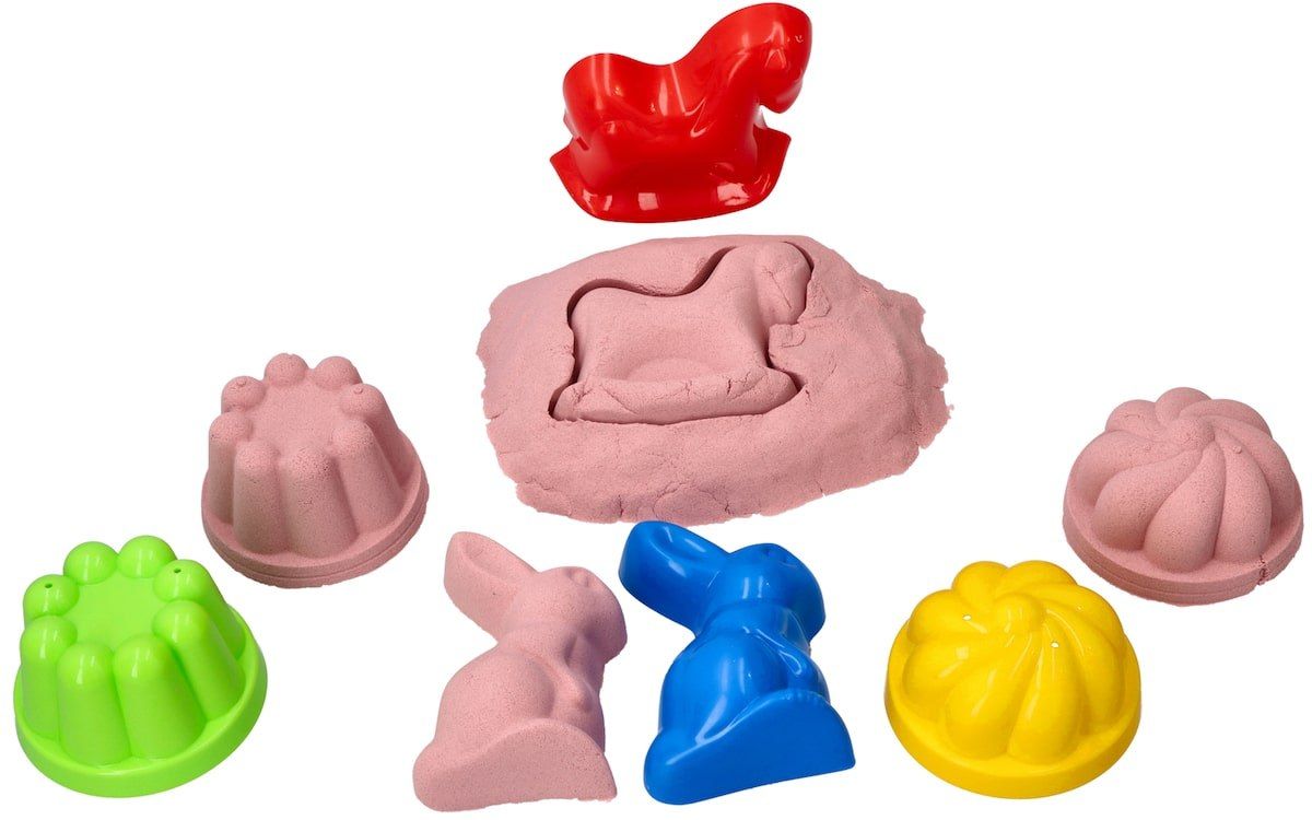 Zestaw - piasek kinetyczny ColourSand 2kg różowy + foremki i łopatka