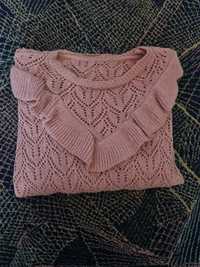 Ażurowy sweterek z falbanką r. L/XL