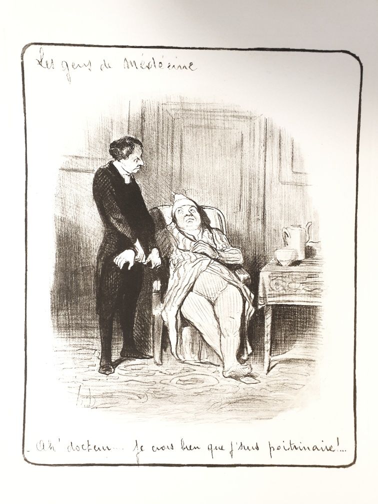 4 antigas gravuras Honore Daumier - les gens de medecine