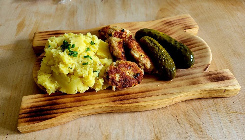 Stylowa Taca Drewniana TALERZ na GRILLA 30 cm