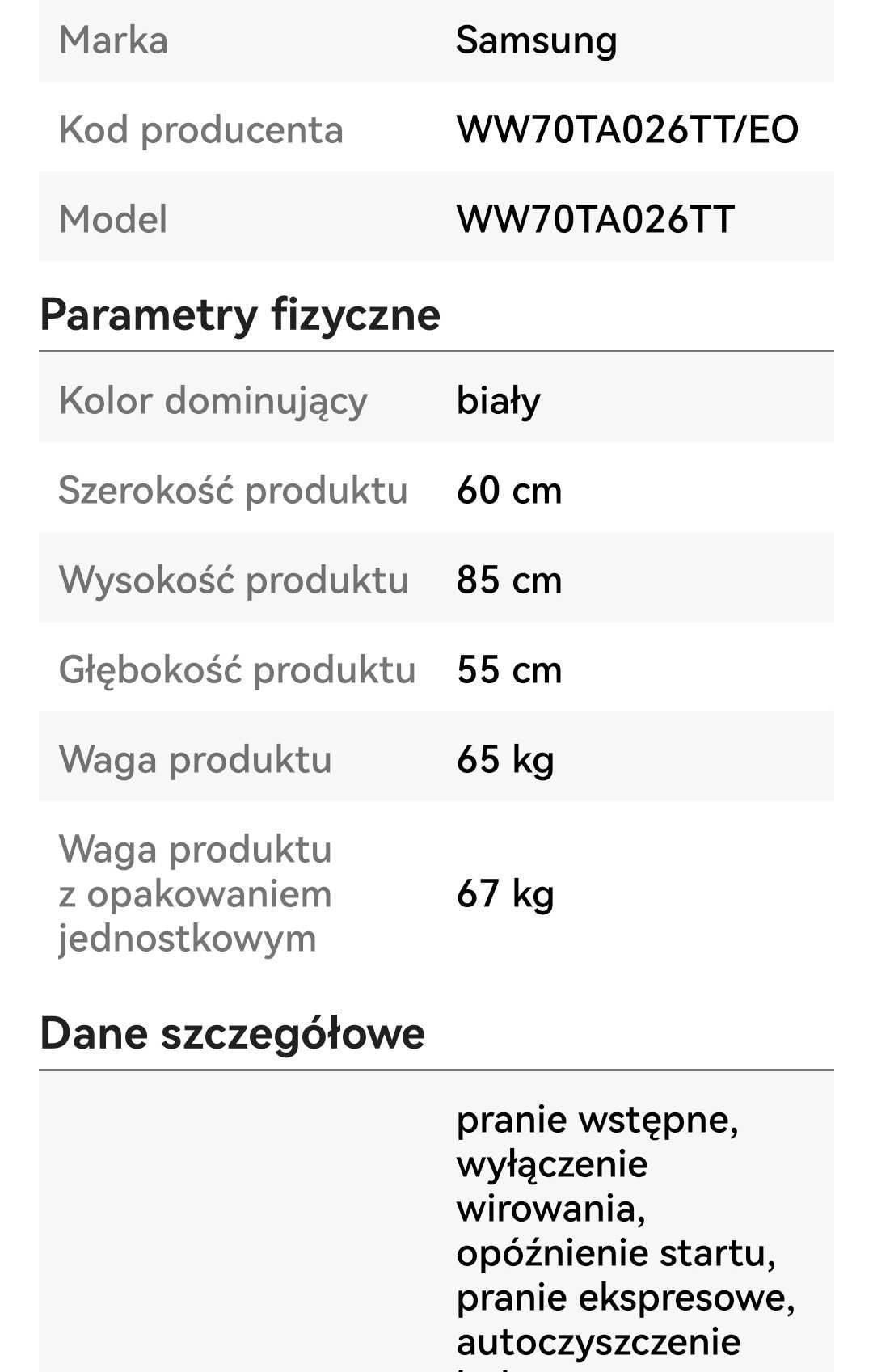 Sprzedam pralkę Samsung