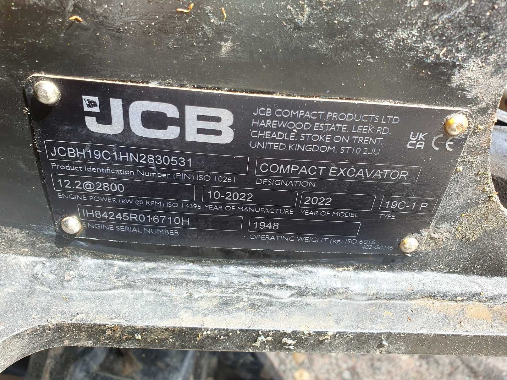 minikoparka 2t JCB 19C-1 PRO, rok 2022, 850mth, jak 8018, cat 301.7