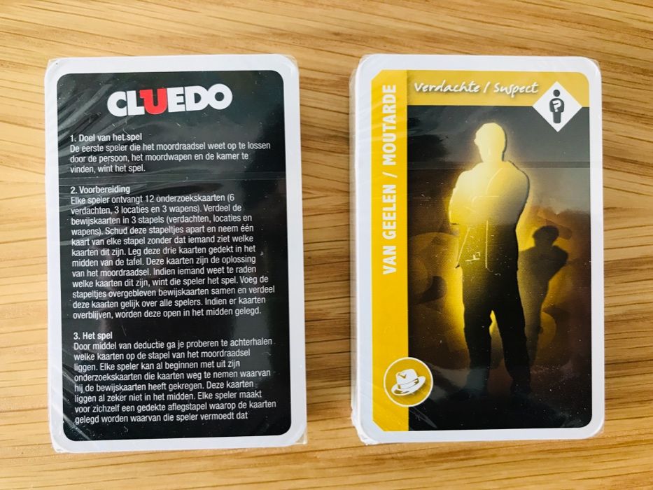 Jogo de cartas Cluedo (versão neerlandesa)