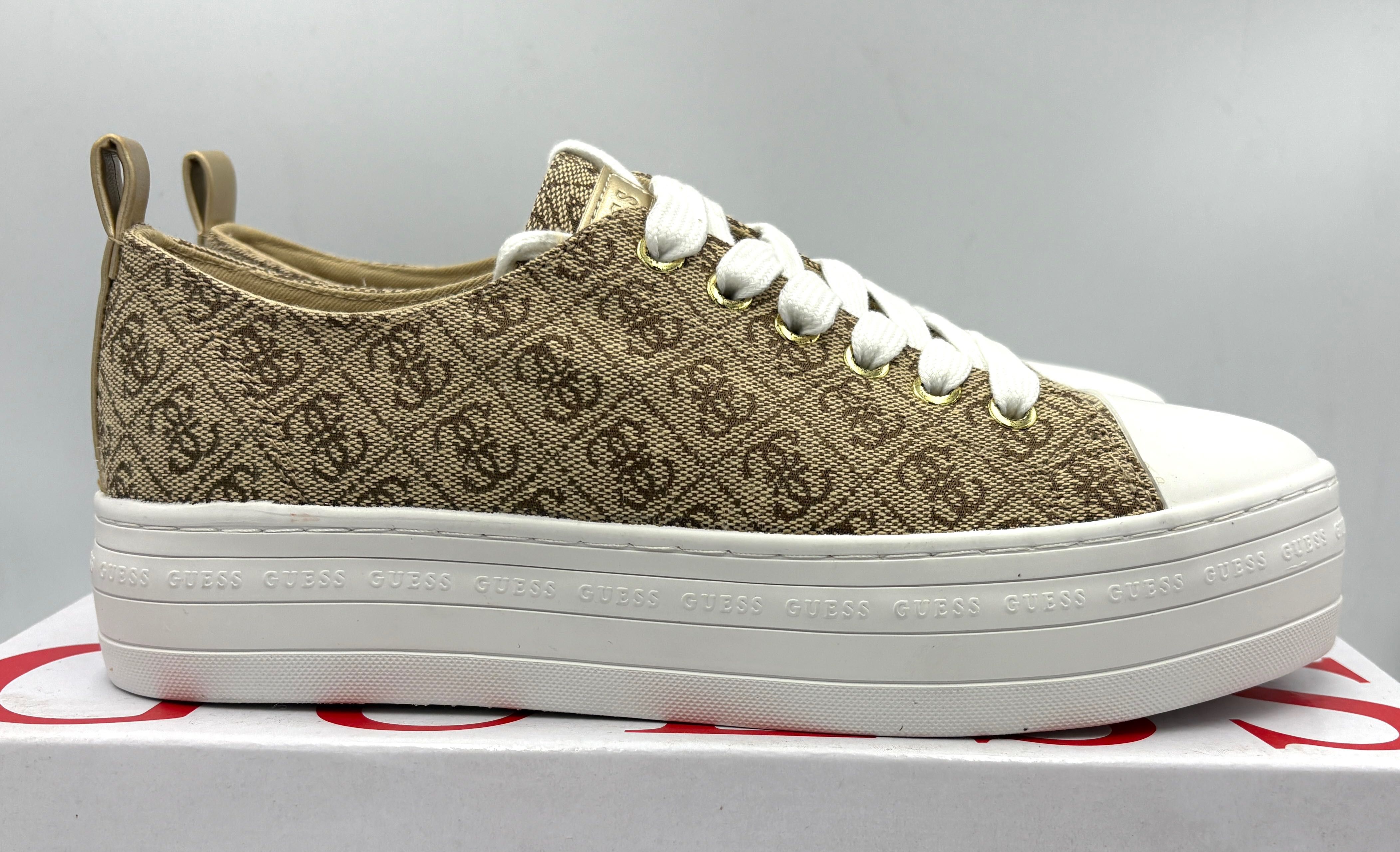 ‼️Nowe oryginalne trampki sneakersy GUESS Brigs5 beżowy beibr 38 AZ179