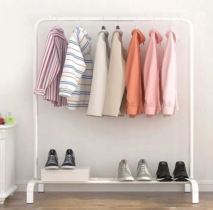 NOWY WIESZAK NA UBRANIA Duży Stojak Stojący + Półka na buty