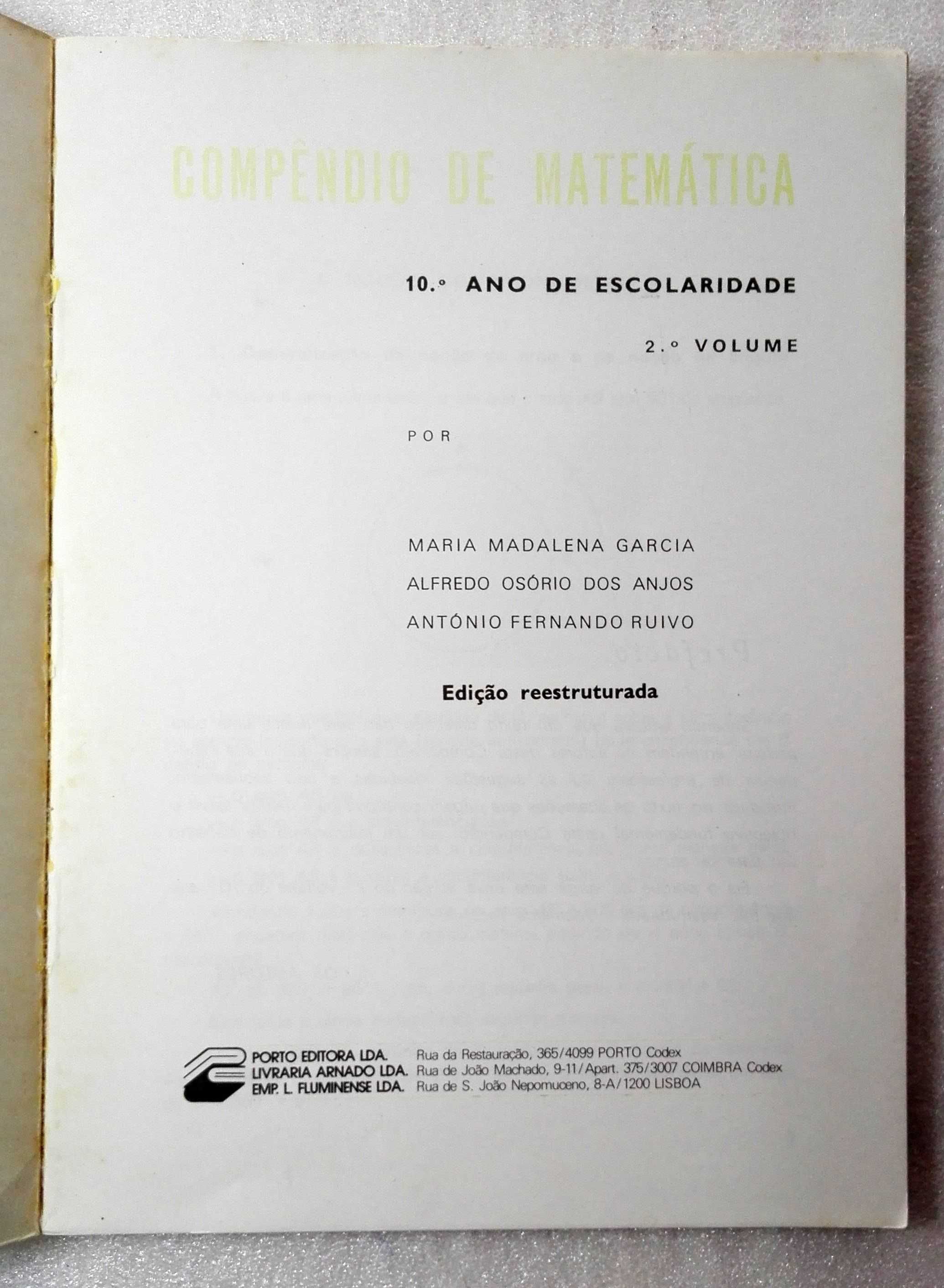 Livro Compêndio de Matemática - 2º volume - 10º ano