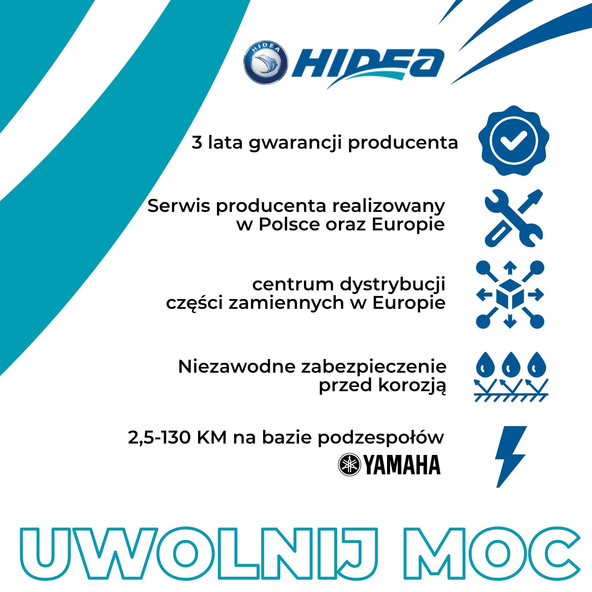 Silnik zaburtowy HIDEA 9,9KM, 3 lata gwarancji PL, 10KM