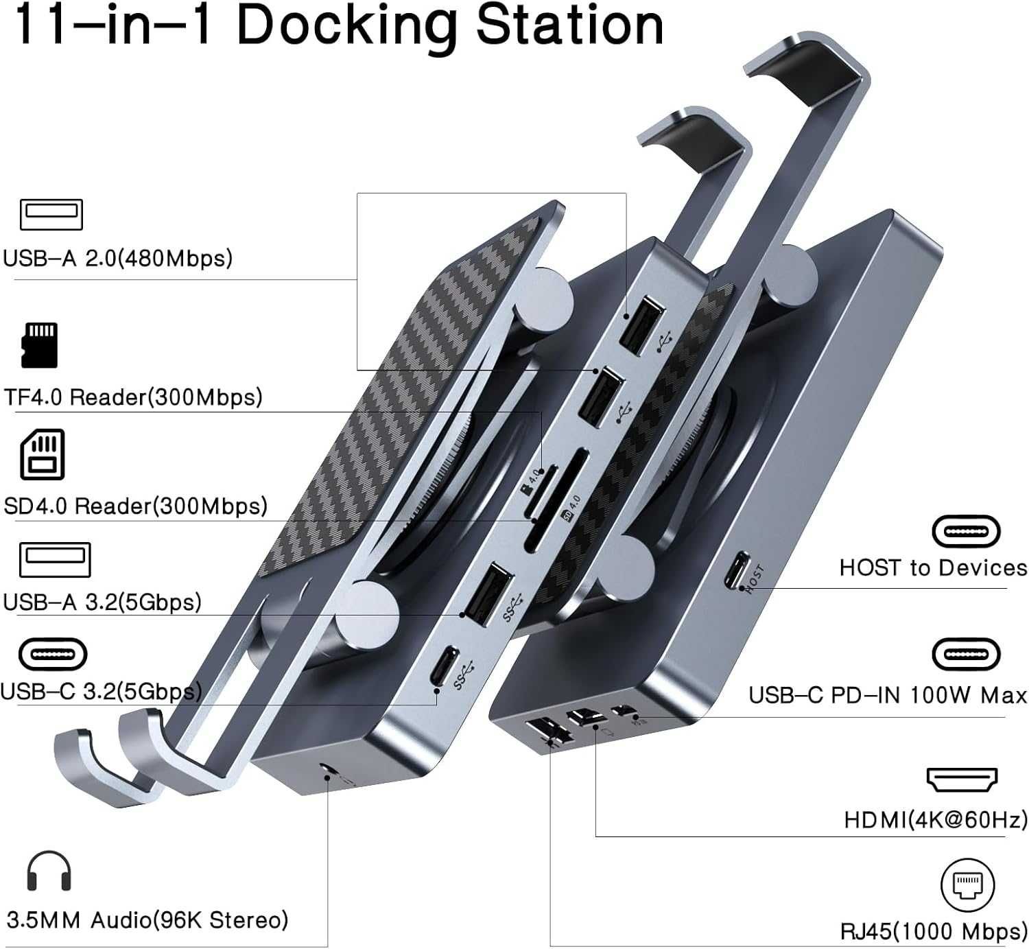 Obrotowa stacja dokująca USB-C 360° do iPada, iPada Pro, tabletu itp.