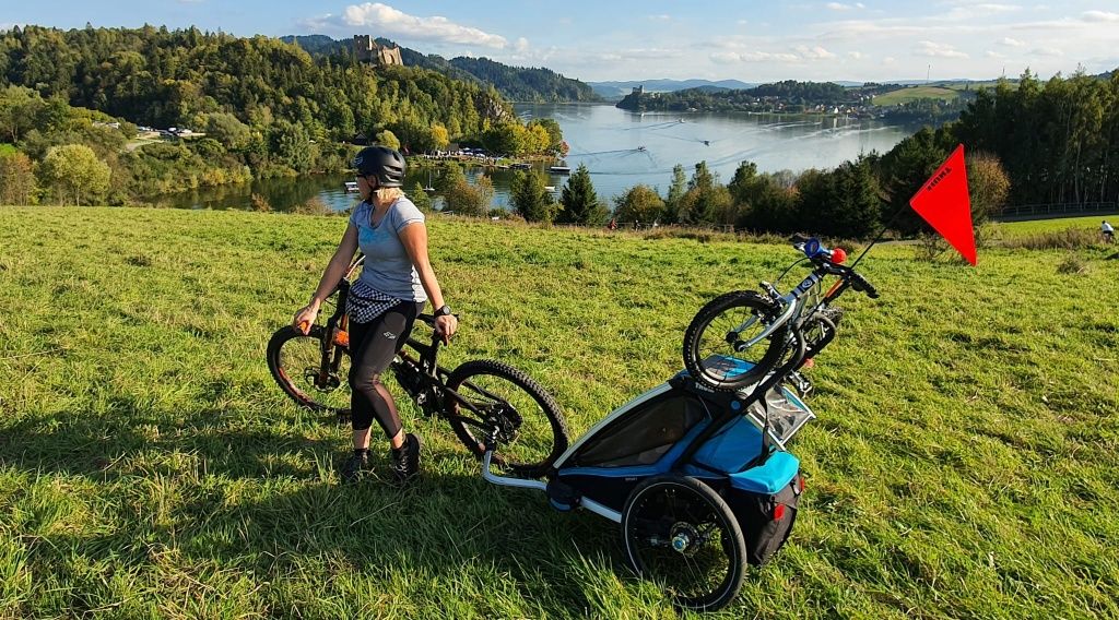 Thule Chariot Sport +hamulec tarczowy + amortyzatory + narty + jogging