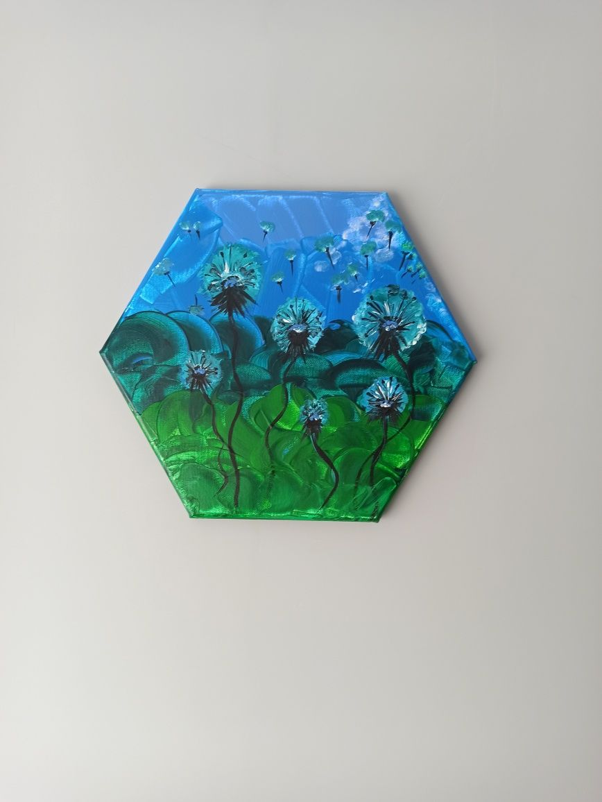 Obrazy ręcznie malowane heksagon handmade